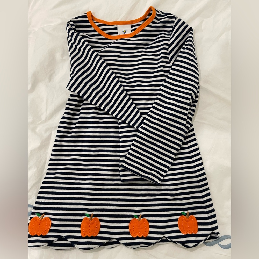 Striped Dress with Pumpkin Accents